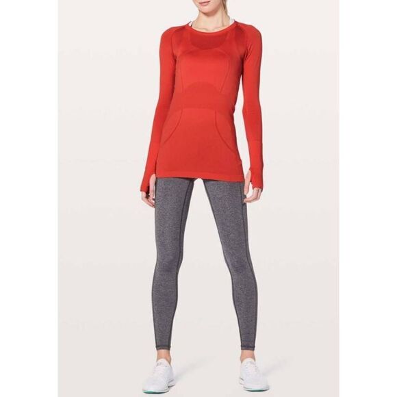 LULULEMON ATHLETICA Swiftly Tech Long Sleece Crew 'Vivid Flame' Size 4 - Picture 2 of 7
